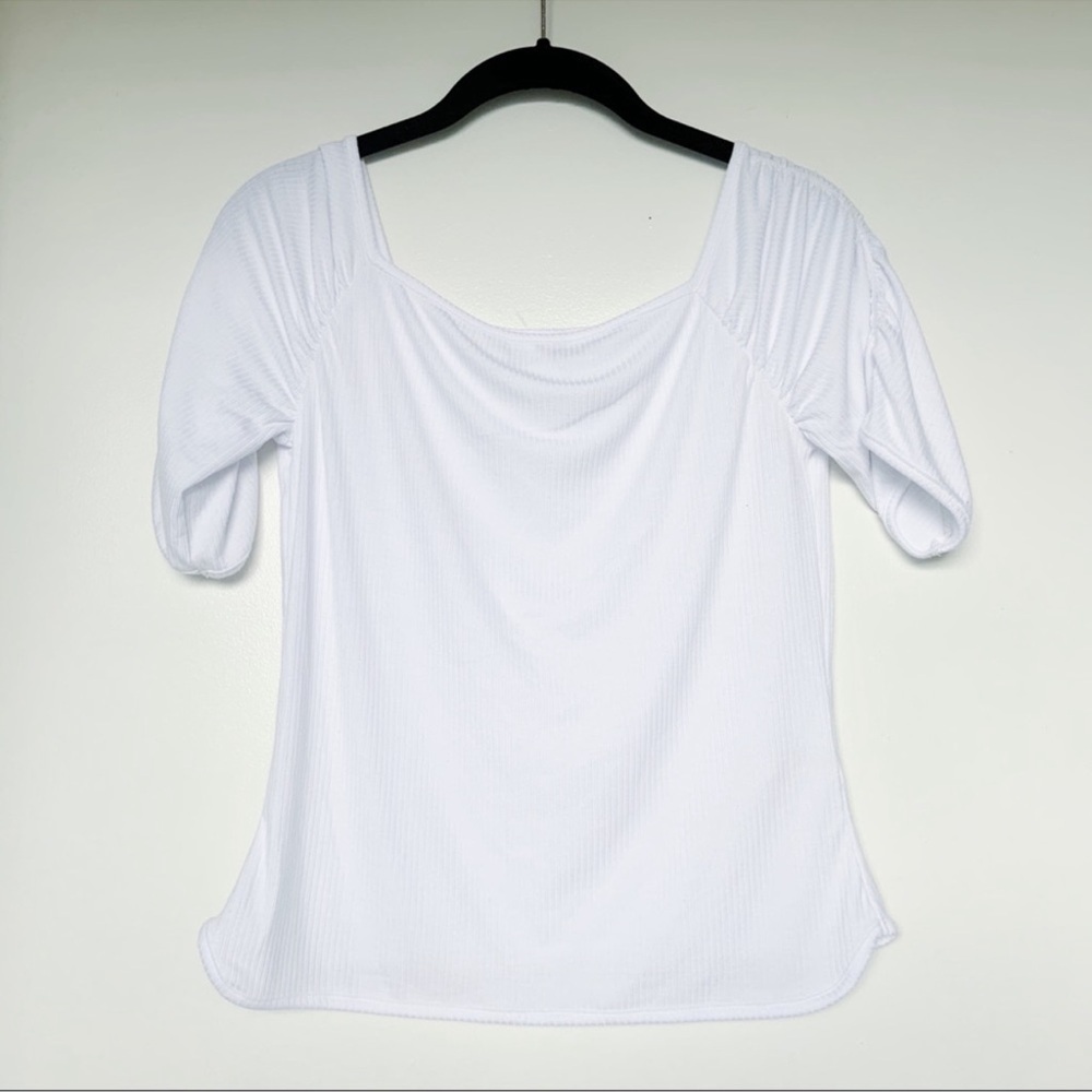 NWOT Free People Ruched Sleeve Top